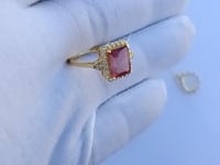 Pink Tourmaline 14k Solid Gold Diamond Rings.