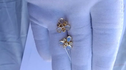 Moonstone 14k Gold Diamond Stud Earring