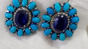 Turquoise 925 silver Diamond Earring Stud