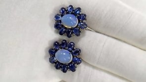 Opal 925 silver Diamond Earring Stud