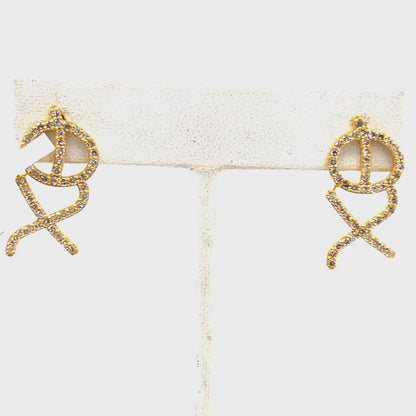 XO 14k Solid Gold Diamond Stud Earring.14k Solid Gold Diamond Earring..