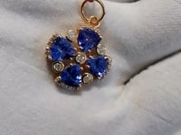 Tanzanite 14k Solid Gold Diamond Pendant