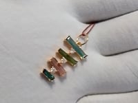 Tourmaline 14k Solid Gold Diamond Pendant