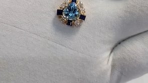 Aquamarine 14k Solid Gold Diamond Pendant
