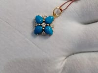 Turquoise 14k Solid Gold Diamond Pendant