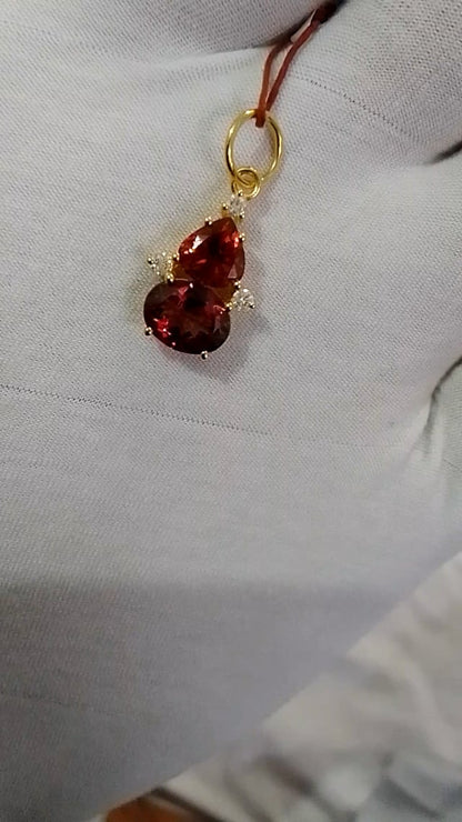 Tourmaline 14k Solid Gold Diamond Pendant