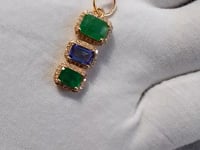 Tanzanite 14k Solid Gold Diamond Pendant With Emerald Stone