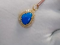 Turquoise 14k Solid Gold Diamond Pendant