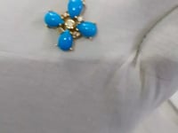 Turquoise 14k Solid Gold Diamond Pendant