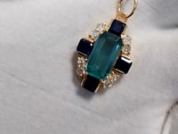 Luxury Green Kyanite & Diamond Pendant | 14K Yellow Gold