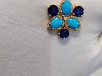 Turquoise 14k Solid Gold Diamond Pendant
