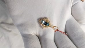 Aquamarine 14k Solid Gold Diamond Pendant