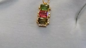 Tourmaline 14k Solid Gold Diamond Pendant