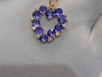 Heart Shape 14k Solid Gold Diamond Pendant With Tanzanite Stone
