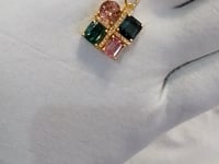 Tourmaline 14k Solid Gold Diamond Pendant