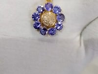 Tanzanite 14k Solid Gold Diamond Pendant