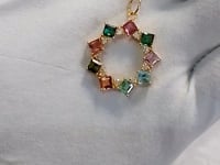 Tourmaline 14k Solid Gold Diamond Pendant