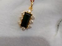 Green Tourmaline 14k Solid Gold Diamond Pendant