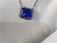 Tanzanite sterling silver Diamond Pendant Necklace