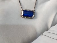 Tanzanite sterling silver Diamond Pendant Necklace