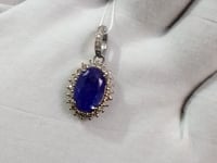 Tanzanite sterling silver Diamond pendant