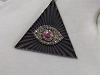 Triangle Shape on Evil Eye sterling silver Diamond pendant