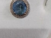Aquamarine sterling silver Diamond pendant