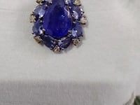 Tanzanite sterling silver Diamond Pendant