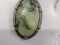 Prehnite sterling silver Diamond Pendant