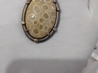 Fossil Coral sterling silver Diamond Pendant