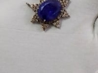 Emerald sterling silver Diamond Pendant With Blue Sapphire Stone