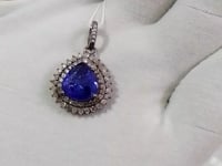 Tanzanite sterling silver Diamond Pendant