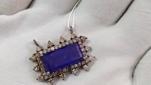 Tanzanite sterling silver Diamond Pendant
