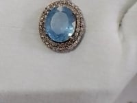Aquamarine sterling silver Diamond Pendant
