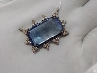 Aquamarine sterling silver Diamond Pendant With Blue Sapphire Stone
