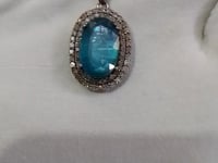 Green Kyanite sterling silver Diamond Pendant