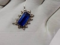 Kyanite sterling silver Diamond Pendant