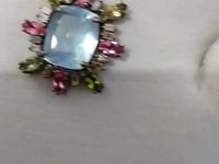 Aquamarine sterling silver Diamond Pendant With Tourmaline Stone