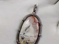 Crazy Lace Agate sterling silver Diamond pendant