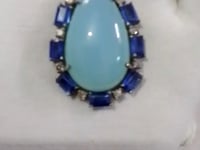 Chrysoprase sterling silver Diamond pendant With Kynite Stone