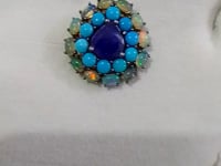 Tanzanite sterling silver Diamond pendant With Ethiopian opal & Turquoise Stone