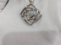 Square Shape sterling silver Diamond pendant