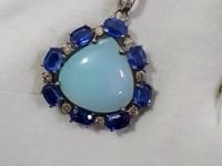 Chrysoprase sterling silver Diamond pendant With Kynite Stone