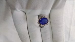 Tanzanite Silver Diamond Ring