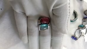 Tourmaline Silver Diamond Ring