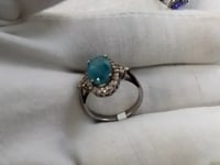 Green Kyanite Silver Diamond Ring