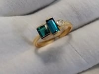 Green Tourmaline 14k Solid Gold Diamond Rings