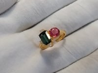 Tourmaline 14k Solid Gold Diamond Rings