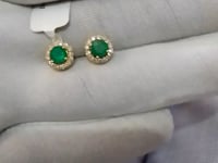 Emerald 14k Gold Diamond Stud Earring