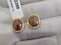 Salt paper 14k Gold Diamond Stud Earring